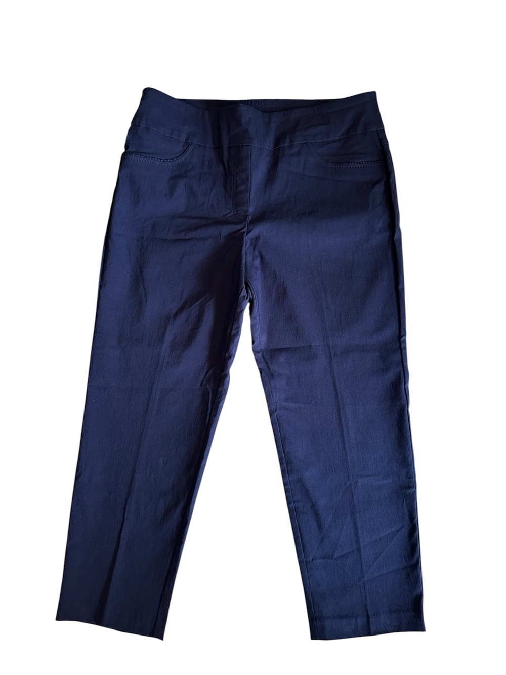 Ruby Rd. Navy Straight-Leg Pull-On Ankle Length Pants. Size 16P